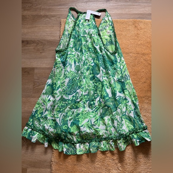 NWT Poupette St Barth Mini Dali Cotton Sari Gauze Dress Green Jengel - Picture 13 of 13